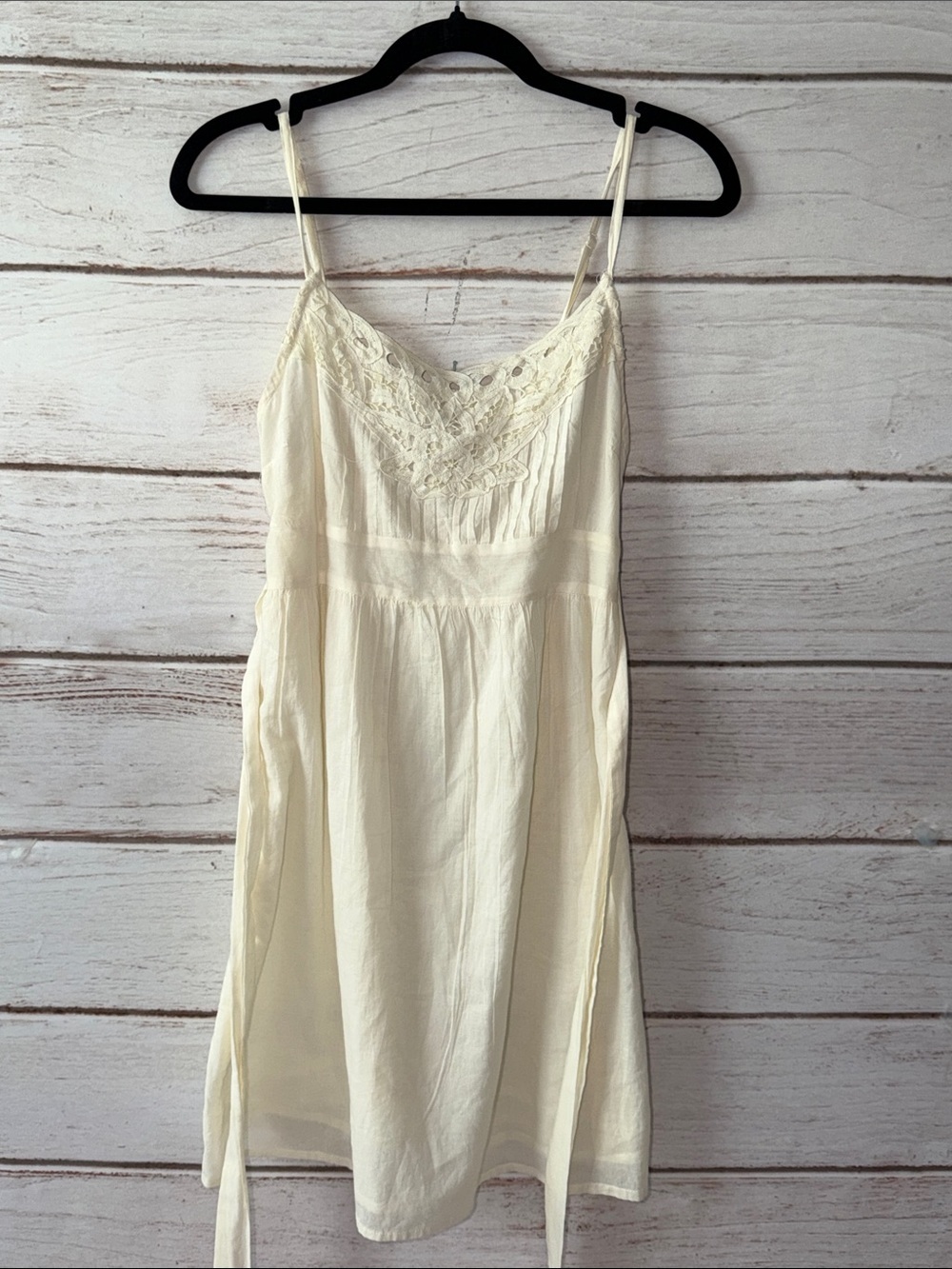 Passport Ivory Cotton Boho Tank Top | Medium | Embroidered Lace | Adjustable Str